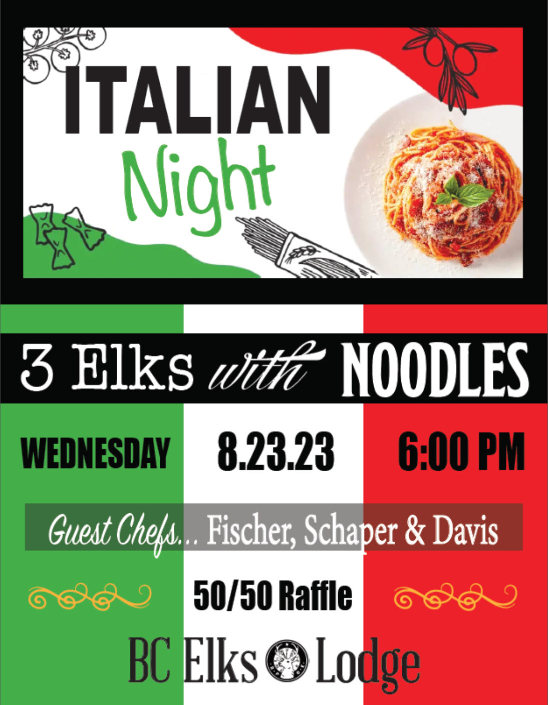 2023-08-23 Italian Night Three Elks with Noodles