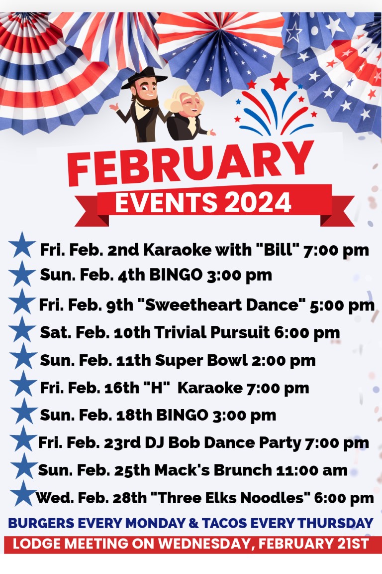 Events for January 2024  B.P.O. Elks Lodge #1682